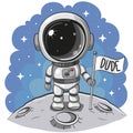 Cartoon astronaut on the moon on a space background Royalty Free Stock Photo