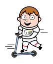 Cartoon Astronaut Rides the kick scooter