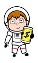 Cartoon Astronaut Showing Money in Cell Phone Royalty Free Stock Photo