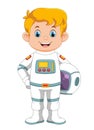 Cartoon astronaut standing on white background Royalty Free Stock Photo