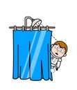 Cartoon Astronaut taking shower