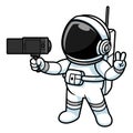 Cartoon Astronaut Vlogging with Handheld Camera Illustration Royalty Free Stock Photo