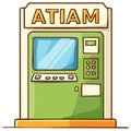 Cartoon ATM Machine Illustration with Display Screen and Buttons Royalty Free Stock Photo