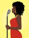 Cartoon Attractive Female Singer Concept