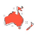 Cartoon Australia and Oceania map icon in comic style. Australia