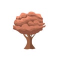 Cartoon autumn tree, 2d vector design, old tree isolated on white background Royalty Free Stock Photo