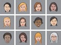 Cartoon avatar women faces