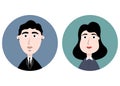 Avatars of man and woman in business suit