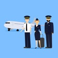 Cartoon Aviation Crew Members. Vector Royalty Free Stock Photo