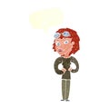 cartoon aviator woman with speech bubble