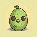 Cartoon Avocado Character (Cute). Generative AI