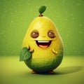 Cartoon Avocado Character (Cute). Generative AI