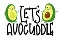 Cartoon avocado couple. Vector illustration for tshirt prints, card, poster