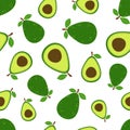 Cartoon avocado seamless pattern on white background Royalty Free Stock Photo