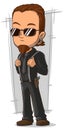 Cartoon awesome bodyguard in black sunglasses