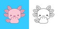 Cartoon Axolotl Clipart for Coloring Page and Illustration. Clip Art Isolated Animal.