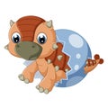 Cartoon baby ankylosaurus hatching from egg Royalty Free Stock Photo