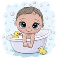 Cartoon baby Boy in the bathroom Royalty Free Stock Photo