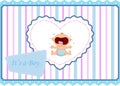 Cartoon baby boy crying card Royalty Free Stock Photo