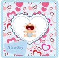 Cartoon baby boy crying card Royalty Free Stock Photo