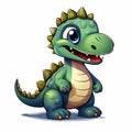 Cartoon Baby Dinosaur With Big Teeth - Dark Indigo And Light Green