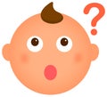 Cartoon baby face emoticon illustration / question