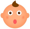 Cartoon baby face emoticon illustration / surprised Royalty Free Stock Photo