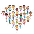 Cartoon baby faces in heart shaped frame vector face, love, smile, illustration, childhood, kid, global, associations