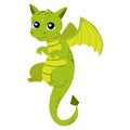 Cartoon baby flying green dragon Royalty Free Stock Photo