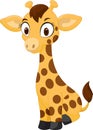 Cartoon baby giraffe sitting