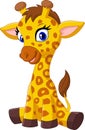 Cartoon baby giraffe sitting