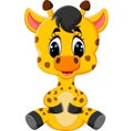 Cartoon baby giraffe sitting