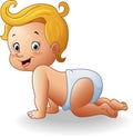 Cartoon baby girl crawl