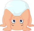 Cartoon baby girl playing upside down Royalty Free Stock Photo
