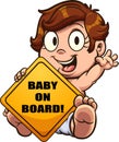 Cartoon baby holding a yellow sign