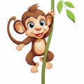 Cartoon baby monkey hanging on a tree branch, Vector illustration Royalty Free Stock Photo