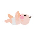 Cartoon baby newborn lie down. Infant growth stages. Cute baby learning from newborn to toddler.