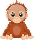 Cartoon baby orangutan sitting