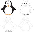 Cartoon baby penguin. Coloring book and dot to dot game for kids Royalty Free Stock Photo