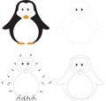 Cartoon baby penguin. Dot to dot game for kids Royalty Free Stock Photo
