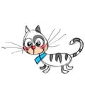 Cartoon baby vector cat in a naif childish drawing style Royalty Free Stock Photo