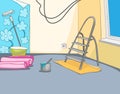 Cartoon background of apartment renovation.