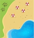 Cartoon background with beach. View above.