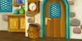 Cartoon background for fairy tale - interior of old fashioned house - kitchen Royalty Free Stock Photo