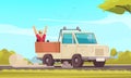 Hitchhiking Cartoon Background