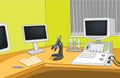 Cartoon background of physics laboratory. Royalty Free Stock Photo