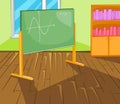 Cartoon background of schoolroom.