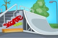 Cartoon background of skatepark. Royalty Free Stock Photo