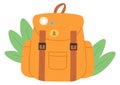 A cartoon backpack with a green leaf on it Royalty Free Stock Photo