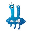 Cartoon bacteria, fun character, cute monster color and facial expressions. Royalty Free Stock Photo